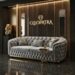 cleopatra grey 3 seter royal tufted sofa