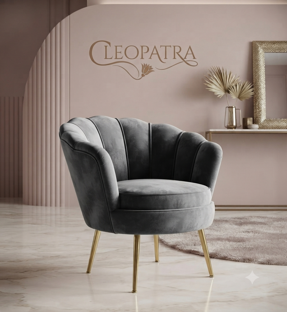 1783938903753 The velvet shell armchair grey - Image 1