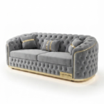 2 seater grey Chesterfield sofa
