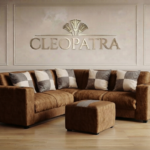 Heritage L shape brwon sofa