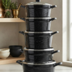 10pc nonstick deep black pots