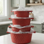 10pc red nonstick pot