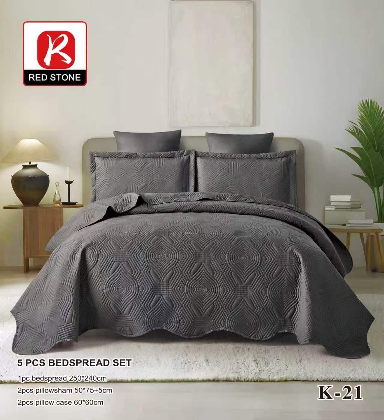 IMG-20260725-WA0035 5pc queen dark grey Bedspread - Image 1