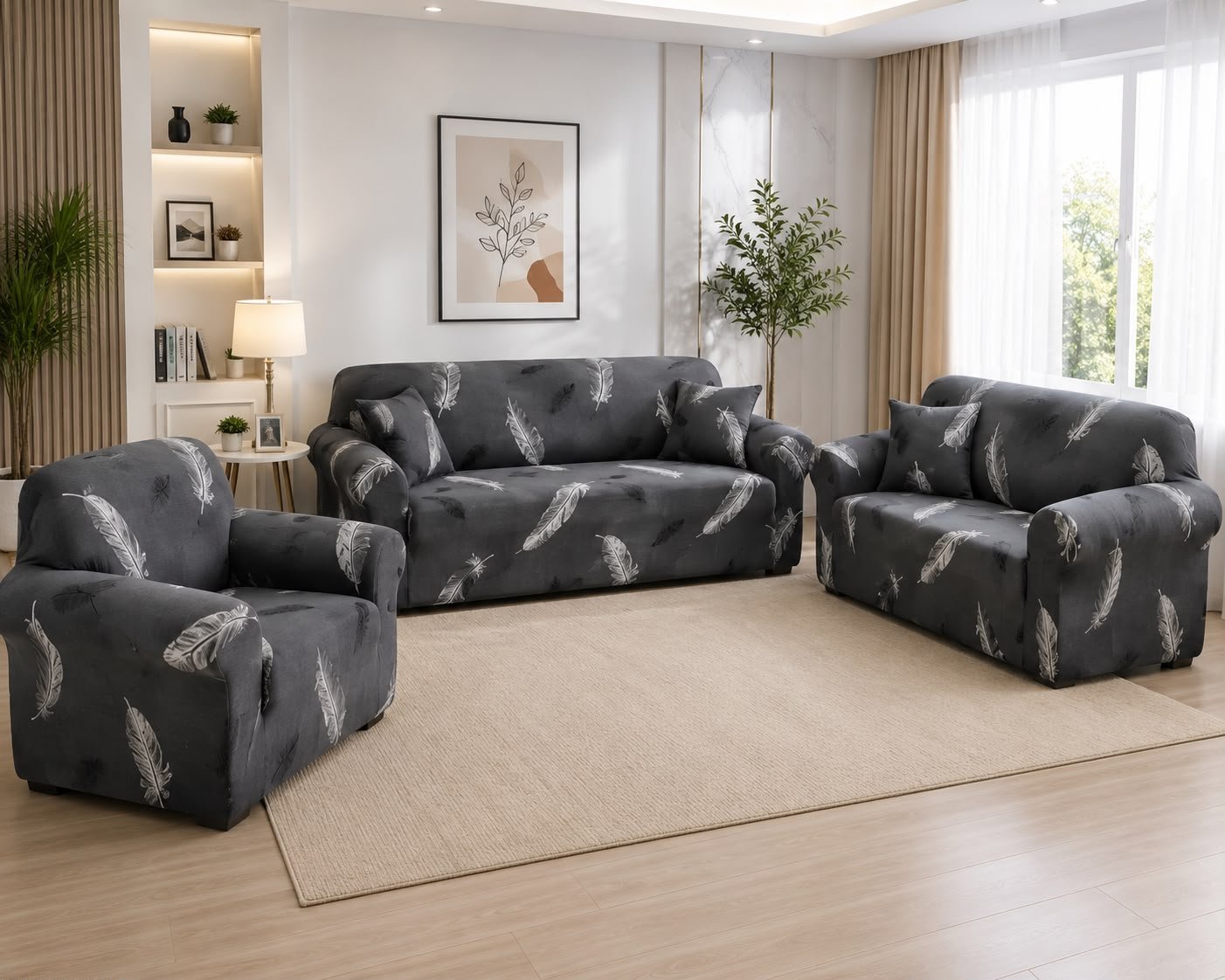 IMG-20260731-WA0177 3-2-1 sofa cover grey - Image 1