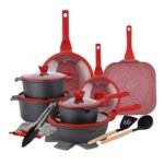 17 pc pots set nonstick red