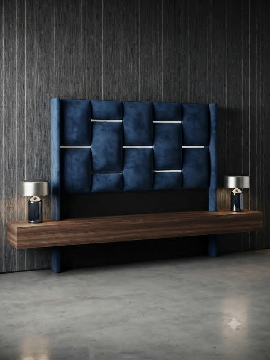 e3af4739-a775-4d8d-a184-a3ff74b7d7a5 blue queen size headboard - Image 1